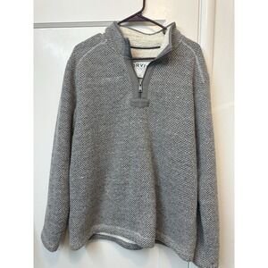 Orvis Men's 1/4 Zip Sherpa Lined Pullover Deep Pile Sweater Gray Size L Warm
